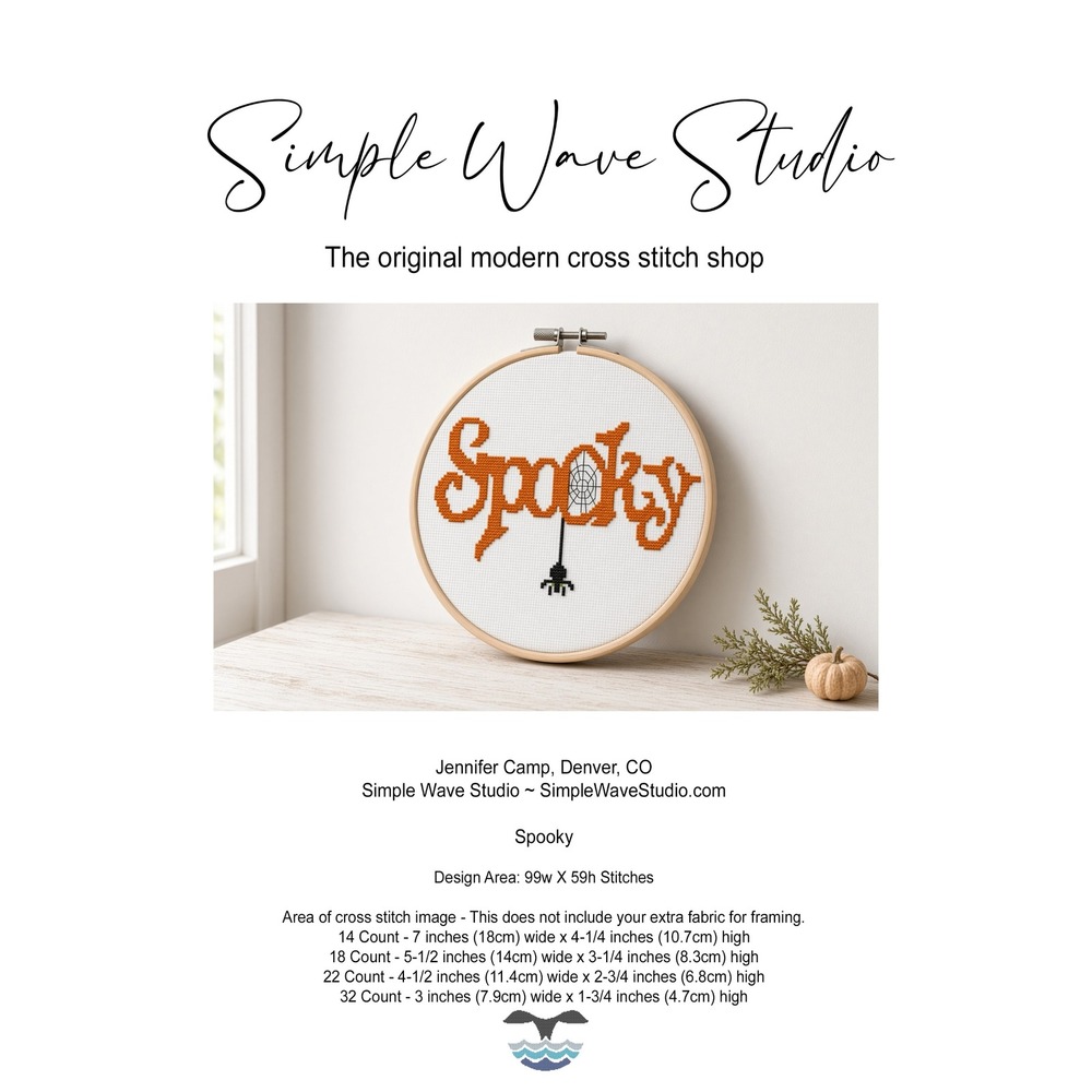 Spooky Halloween Cross Stitch Kit Modern DIY Embroidery Kit